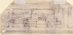 Design for the Frame of a Mirror or Fire Screen (recto); Various Sketches (verso), Giovanni Battista Foggini (Italian, Florence 1652–1725 Florence), Pen and brown ink, over black chalk (recto); pen and brown ink (verso)